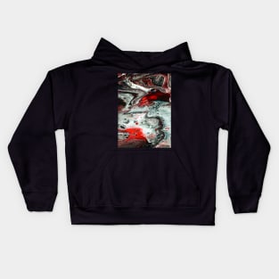 Crimson Elements - Acrylic Paint Dirty Pour Kids Hoodie